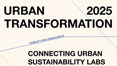 Titelbild zum Konferenzbuch "Urban Transformation 2025" mit Unterzeile "Connecting Urban Sustainability Labs".