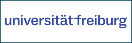 Universit&auml;t Freiburg Logo in Blau auf Wei&szlig;, mit Schriftzug.