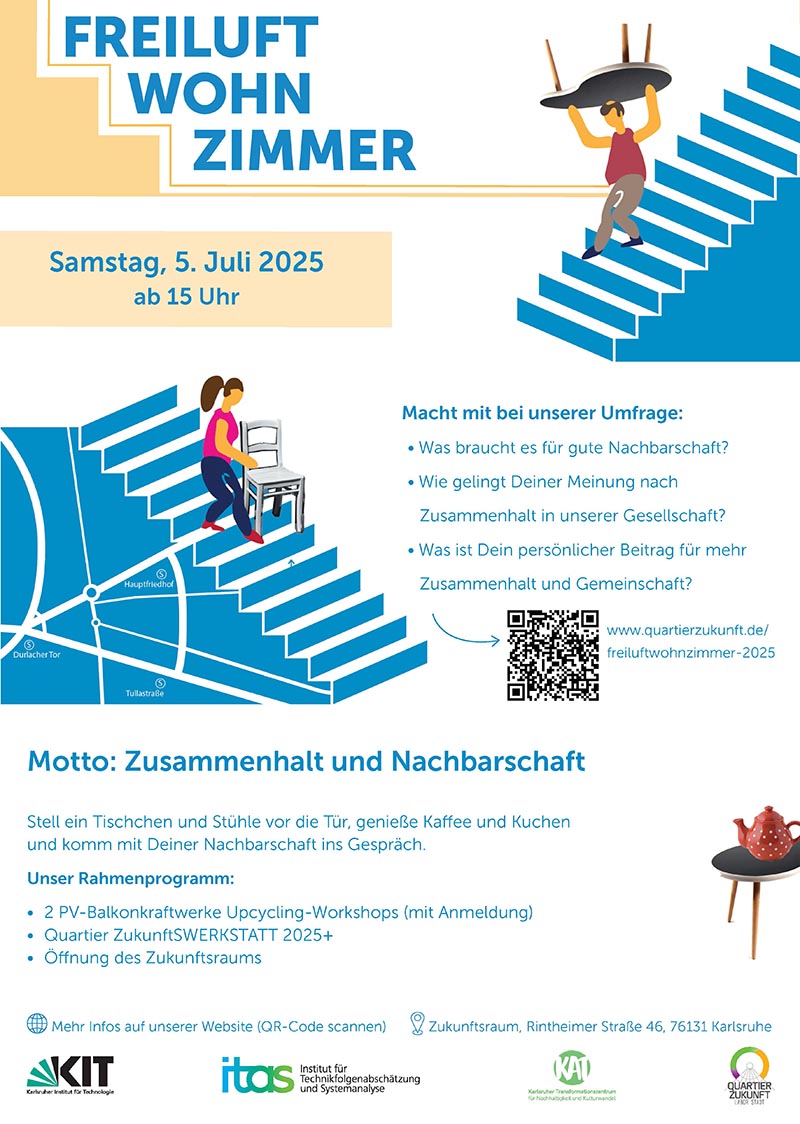 Veranstaltung "Freiluftwohnzimmer" am 5. Juli 2025: Nachbarschaft und Zusammenhalt im Fokus.